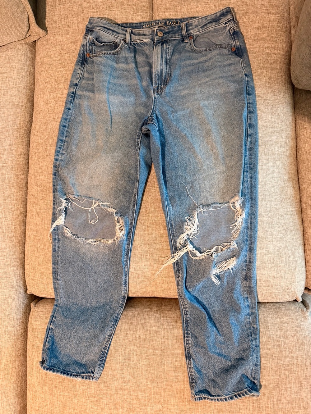 American Eagle Outfitters Light Blue Distressed Boyfriend Jeans